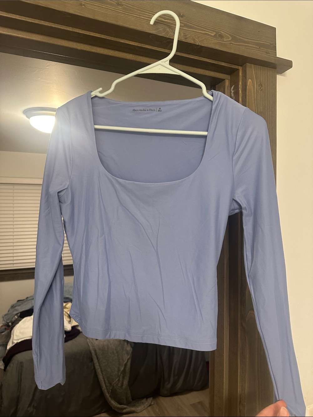 Abercrombie & Fitch Scoop Neck Long Sleeve Top in Lavender